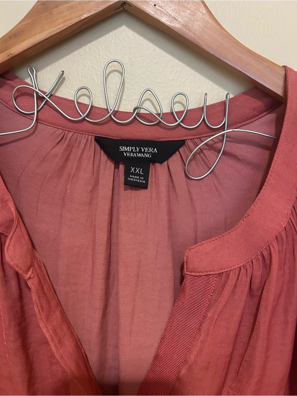 Simply Vera by Vera Wang Dusty Rose V-Neck Blouse Boho Like New Size XXL - Picture 4 of 6